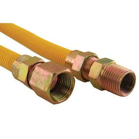 JONES STEPHENS 3/8" OD Gas Connector, Coated with Fitting, 3/8” FIP x 3/8” MIP x 18” G70113